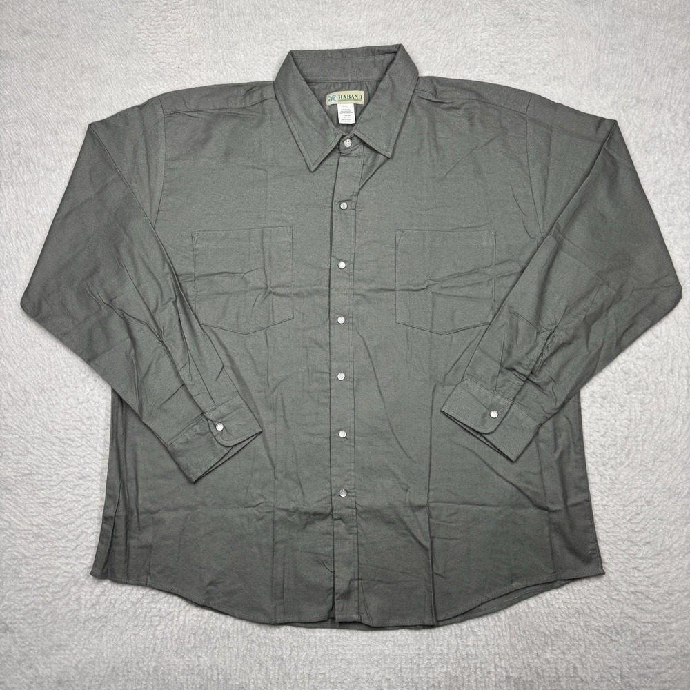 NWOT Haband Travelers Pearl Snap Button Shirt Outdoor Pockets Gray Men's 2XL